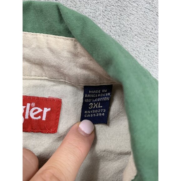 Wrangler Men's 3XL Army Green Military Workwear Button-Down Shirt - Picture 4 of 8